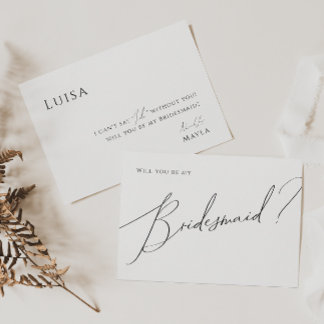 Whimsical Minimal Script Bridesmaid Proposal Card