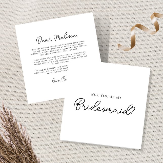 Whimsical Minimal Script Bridesmaid Proposal Card (Creator Uploaded)