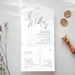 Whimsical Minimal Script Wedding Of Seal and Send  All In One Invitation