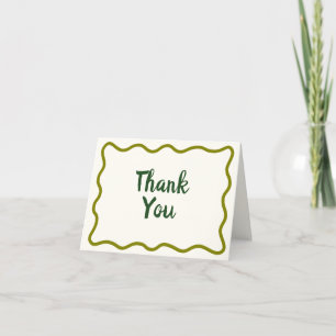 Whimsical Minimal Wavy Border Handwritten Simple Thank You Card