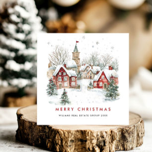 Whimsical Minimalist Country Christmas Corporate Holiday Card