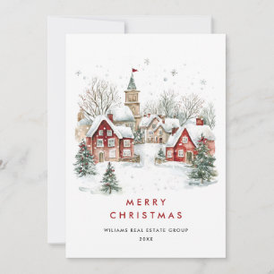Whimsical Minimalist Country Christmas Corporate Holiday Card