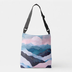 Whimsical Minimalist Gold Mountain Watercolor Crossbody Bag