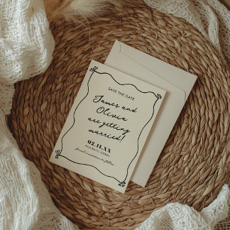 Whimsical Minimalist Hand Drawn Wedding Save The Date