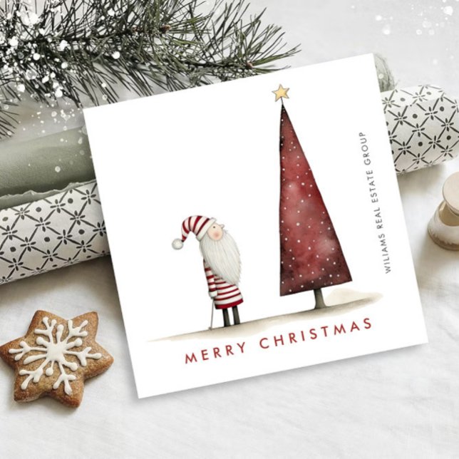 Whimsical Minimalist Santa Claus Christmas Company Holiday Card (Creator Uploaded)