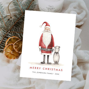 Whimsical Minimalist Santa Claus Christmas Holiday Postcard