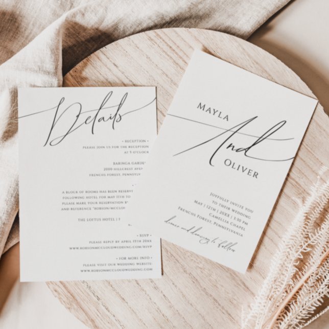 Whimsical Minimalist Script All In One Wedding Invitation (Creator Uploaded)