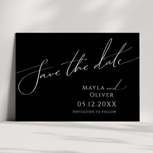 Whimsical Minimalist Script   Black Horizontal Save The Date
