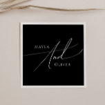 Whimsical Minimalist Script | Black Wedding Napkin<br><div class="desc">This whimsical minimalist script | black wedding napkins is perfect for your classic simple black and white minimal modern boho wedding. The design features elegant, delicate, and romantic handwritten calligraphy lettering with formal shabby chic typography. The look will go well with any wedding season: spring, summer, fall, or winter! The...</div>