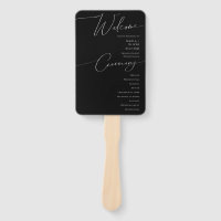Whimsical Minimalist Script Black Wedding Program