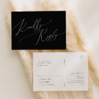 Whimsical Minimalist Script | Black Wedding RSVP