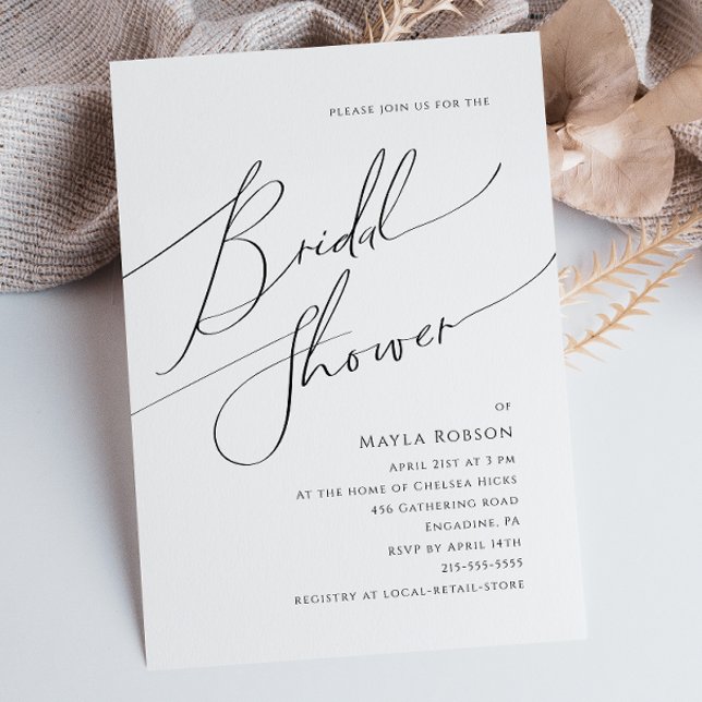 Whimsical Minimalist Script Bridal Shower Invitation (Creator Uploaded)