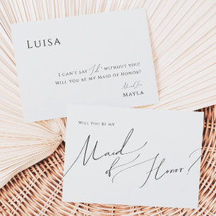 Whimsical Minimalist Script   Maid of Honour Card