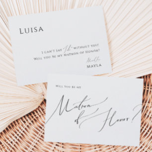 Whimsical Minimalist Script   Matron of Honour Car Invitation