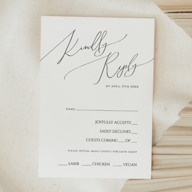 Whimsical Minimalist Script Menu Choice RSVP Card (Creator Uploaded)