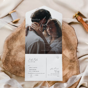 Whimsical Minimalist Script Photo Seal and Send Al All In One Invitation