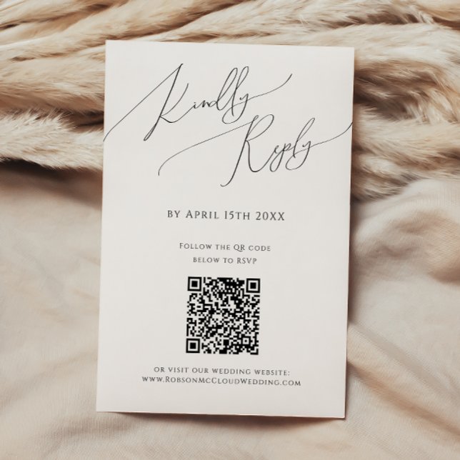 Whimsical Minimalist Script QR Code RSVP Card (Creator Uploaded)