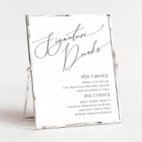 Whimsical Minimalist Script Signature Drinks Sign