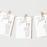 Whimsical Minimalist Script | Table Number Chart<br><div class="desc">This whimsical minimalist script | table number chart is perfect for your classic simple black and white minimal modern boho wedding. The design features elegant, delicate, and romantic handwritten calligraphy lettering with formal shabby chic typography. The look will go well with any wedding season: spring, summer, fall, or winter! The...</div>
