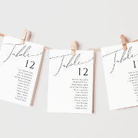 Whimsical Minimalist Script | Table Number Chart