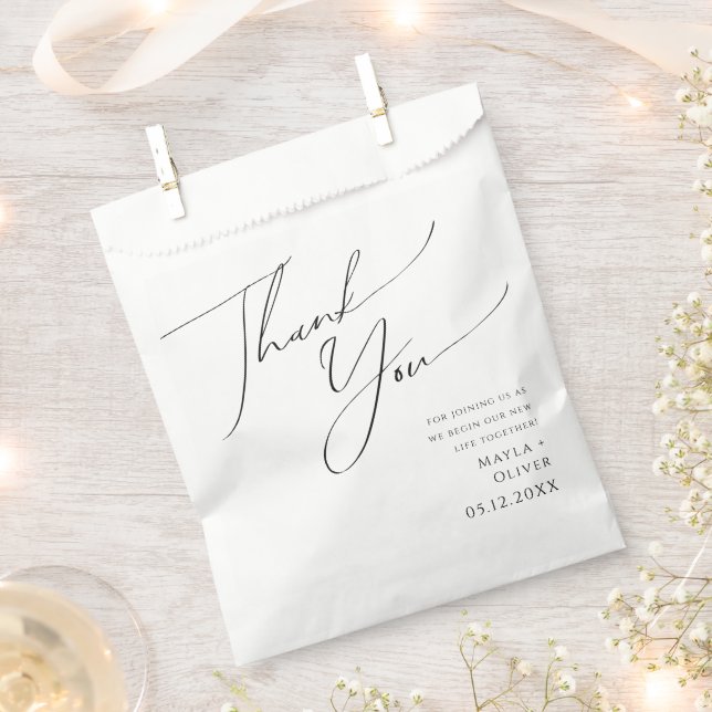 Whimsical Minimalist Script Thank You Favour Bag (Clipped)