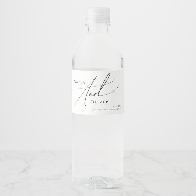 Whimsical Minimalist Script Water Bottle Label (Front)