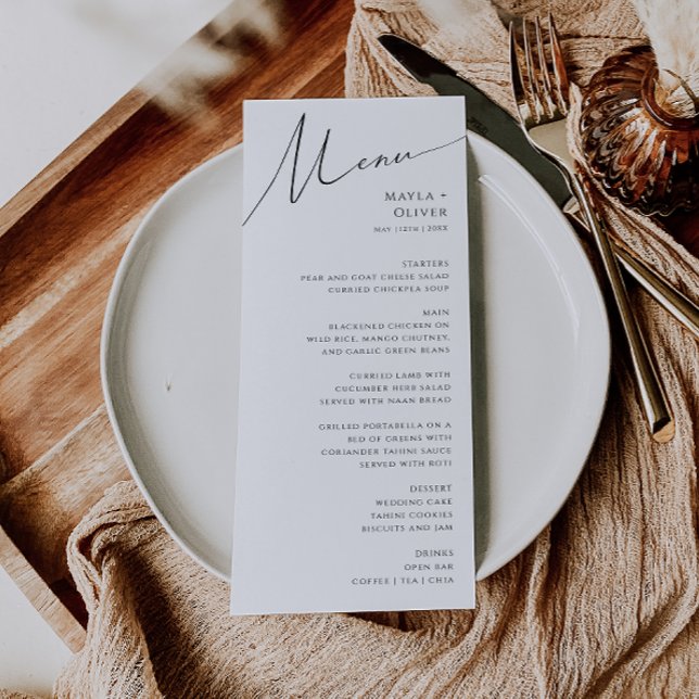Whimsical Minimalist Script Wedding Dinner Menu (Creator Uploaded)