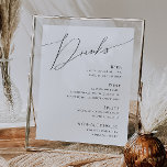 Whimsical Minimalist Script Wedding Drinks Menu Poster<br><div class="desc">This whimsical minimalist script wedding drinks menu poster is perfect for your classic simple black and white minimal modern boho wedding. The design features elegant, delicate, and romantic handwritten calligraphy lettering with formal shabby chic typography. The look will go well with any wedding season: spring, summer, fall, or winter! The...</div>