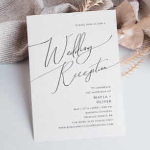 Whimsical Minimalist Script Wedding Reception Invi Invitation