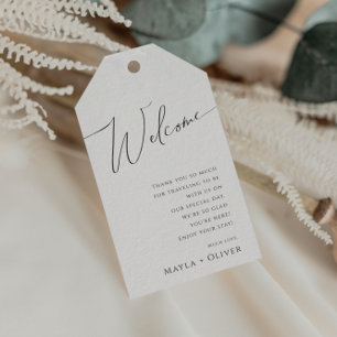 Whimsical Minimalist Script   Wedding Welcome Gift Tags