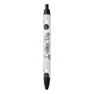 Whimsical Mint Black Cream Dots Ink Pen