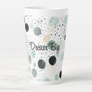 Whimsical Mint Black Cream Dots Latte Mug