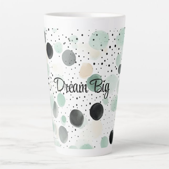 Whimsical Mint Black Cream Dots   Latte Mug (Front)