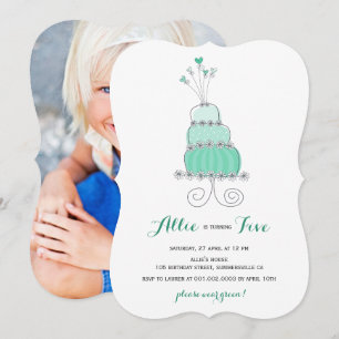 Whimsical Mint Cake Girl Birthday Party Invite