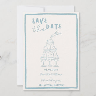 Whimsical Misty Blue Save The Date Invitation