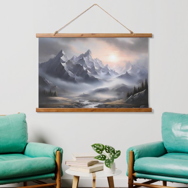 Whimsical Misty Mountain Landscape   Hanging Tapestry (Living Room)