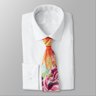 Whimsical mixed media collage art tie