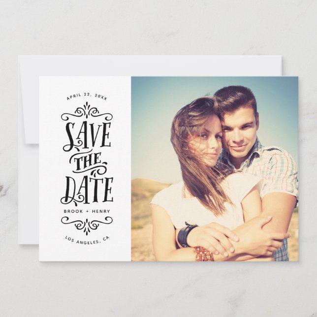 Whimsical Mod Photo Save The Date | Black (Front)
