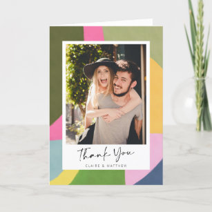 Whimsical Modern Abstract Personalised Photo Thank You Card