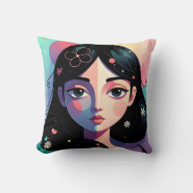 Whimsical Modern Art Throw Pillow