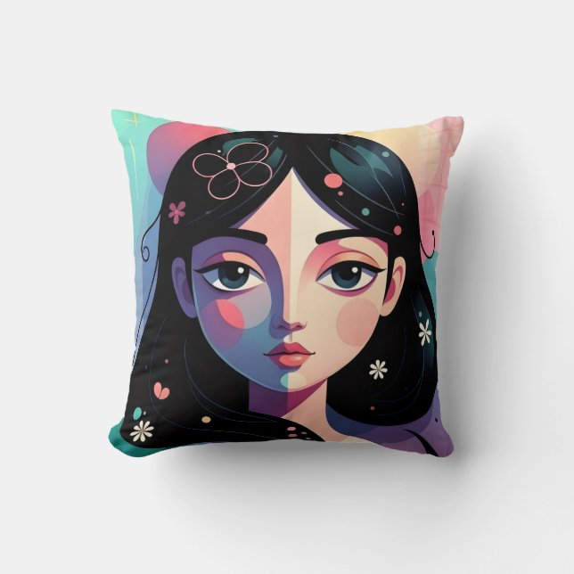 Whimsical Modern Art Throw Pillow (Front)