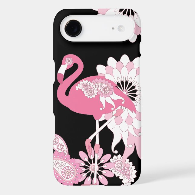 Whimsical Modern Black Pink Flamingo (Back)