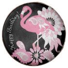 Whimsical Modern Black Pink Flamingo Birthday