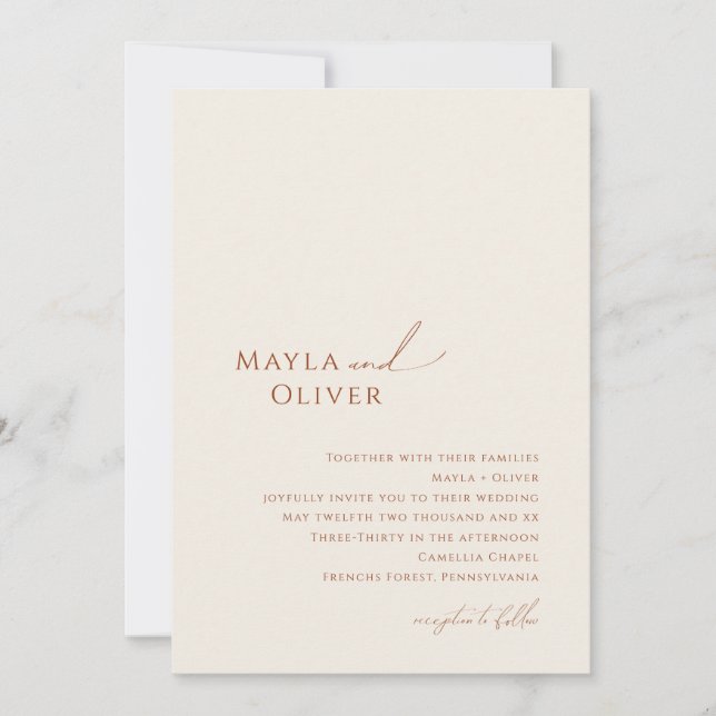 Whimsical Modern Desert | Beige All In One Wedding Invitation (Front)