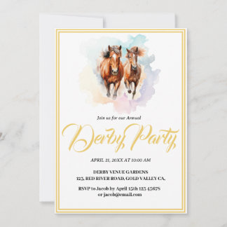 whimsical modern design Horse Derby Invitation