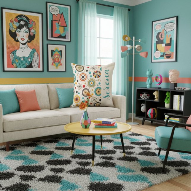 Whimsical modern geometric abstract throw pillow (Creator Uploaded)