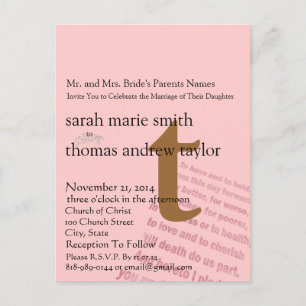 Whimsical Modern Monogram Wedding Postcard