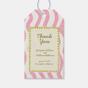 Whimsical Modern Pink & Green Wedding Favour Tag