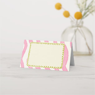 Whimsical Modern Pink & Green Wedding Place Card