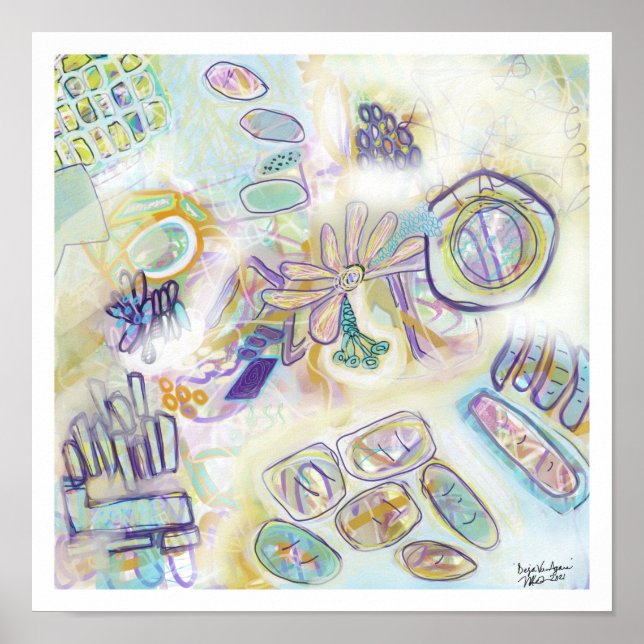 Whimsical Modern Print Original Art Poster (Front)